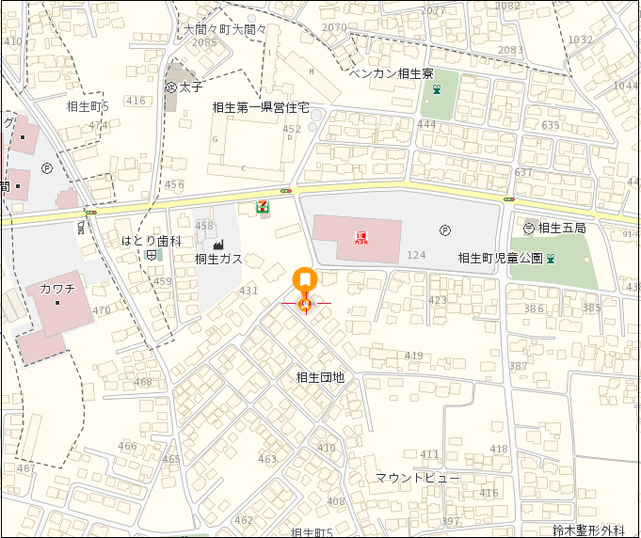 桐生市相生町5-431-19　駐車場　地図