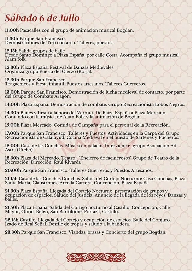 Programa de la Recreacion Historica Entrada de los Reyes Catolicos en Borja
