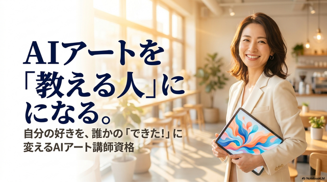AIアート講師資格を取得すると、  AIアートの基礎やプロンプトの作り方、  作品制作の流れを初心者に教える活動がしやすくなります。