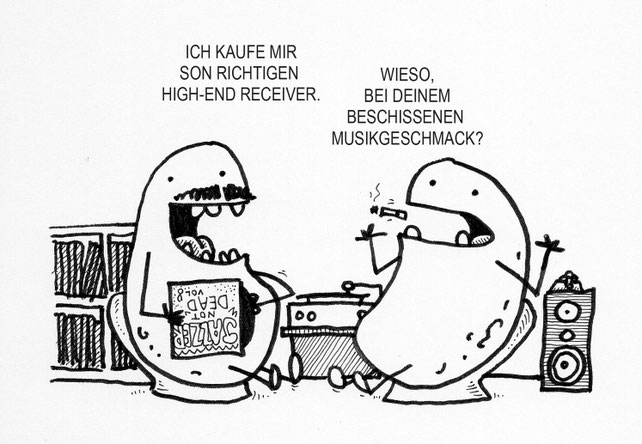 Ein musikalischer Kartoffel Cartoon. Musik hat nichts mit Geschmack zu tun.