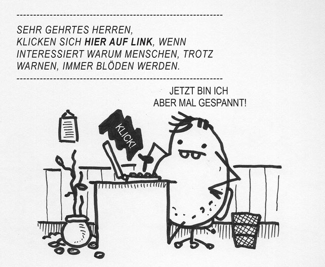 Ein ganz normaler Kartoffel Cartoon. Benutzer lädt sich die neuesten phishing Daten runter.
