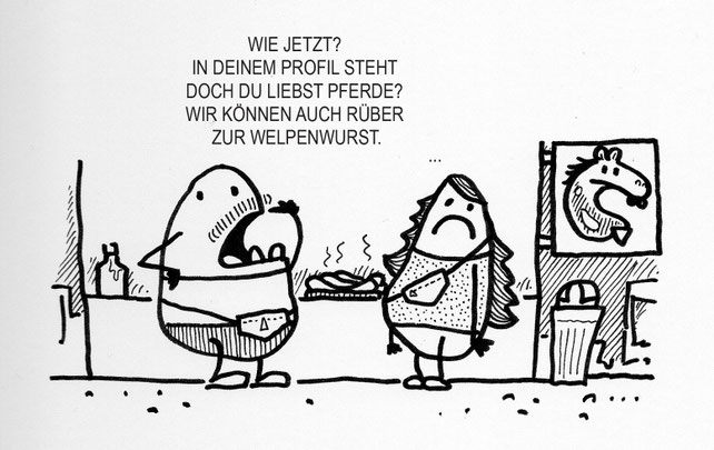 Ein lustiger Kartoffel Cartoon. Wenn das Date nicht so läuft wie gedacht. 