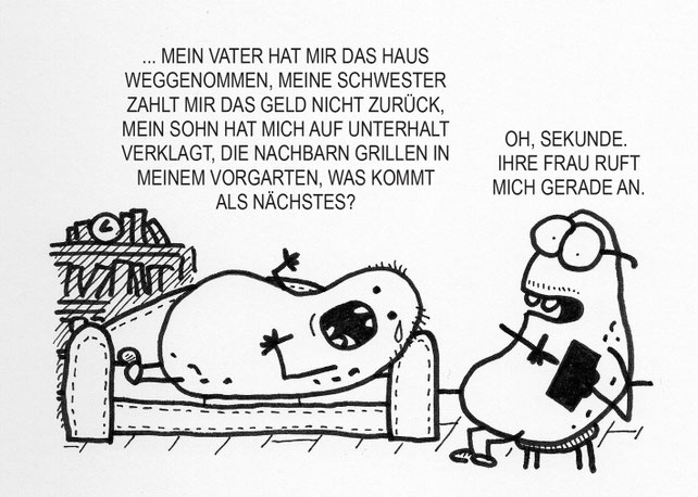 Ein lustiger Kartoffel Cartoon. Kartoffel beim Psychologen.