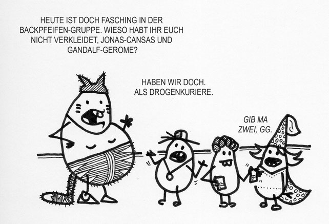 Ein erzieherischer Kartoffel Cartoon. Karneval in der Kita. 