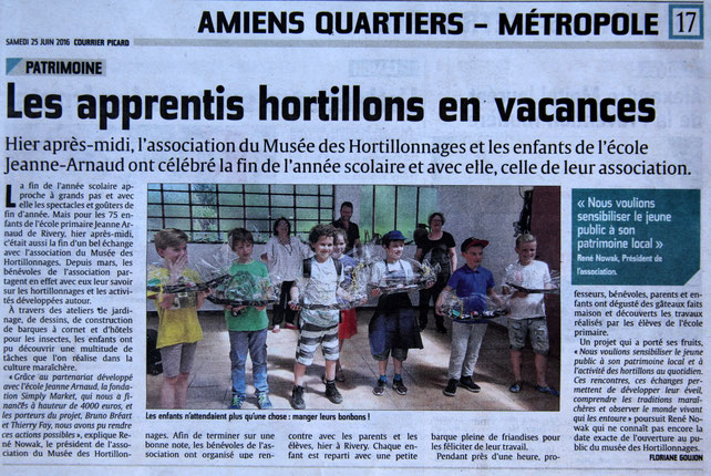 Revue de presse. Courrier Picard en date du 25 juin 2016