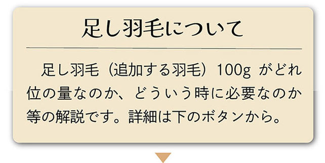 足し羽毛についての解説文の画像