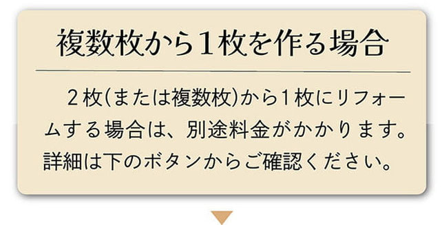 羽毛布団２枚から１枚を作る場合の説明画像