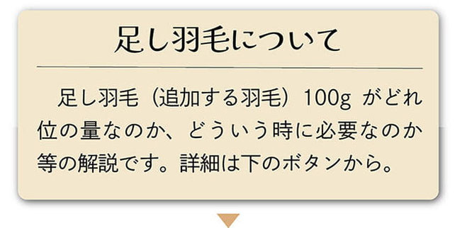 足し羽毛についての解説文の画像