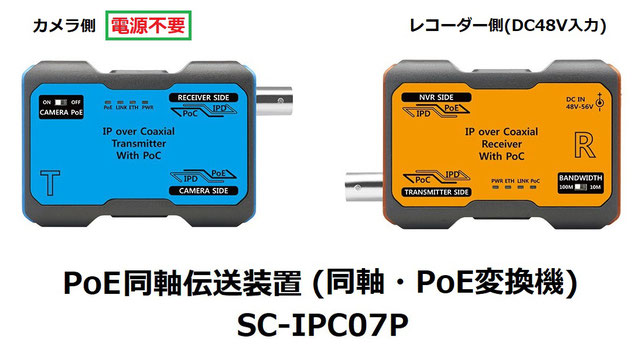 IPカメラ ネットワークカメラ用 PoE同軸コンバーター 同軸LANコンバーター 同軸PoEモデム TLCモデム 製品写真 1