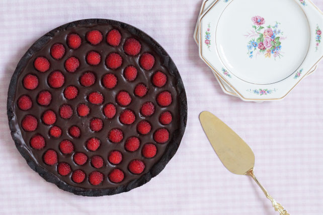 Schokotarte mit Himbeeren