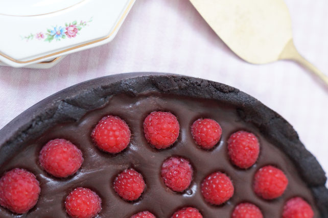 Schokotarte mit Himbeeren