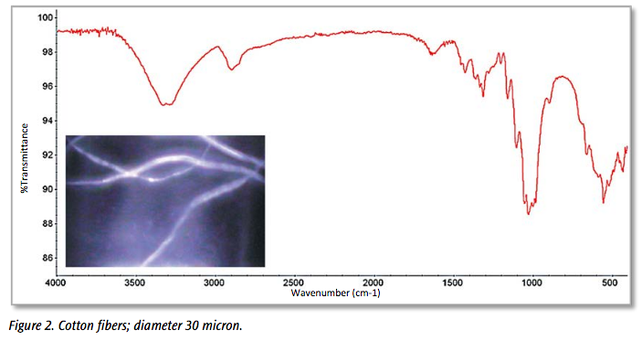 Spectre d'absoption d'une fibre de coton au FTIR