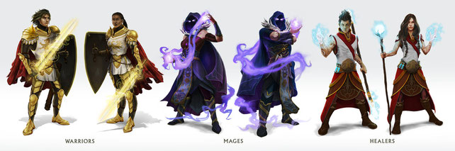 Abbildung: Zeigt die drei verschiedenen Classcraft Klassen