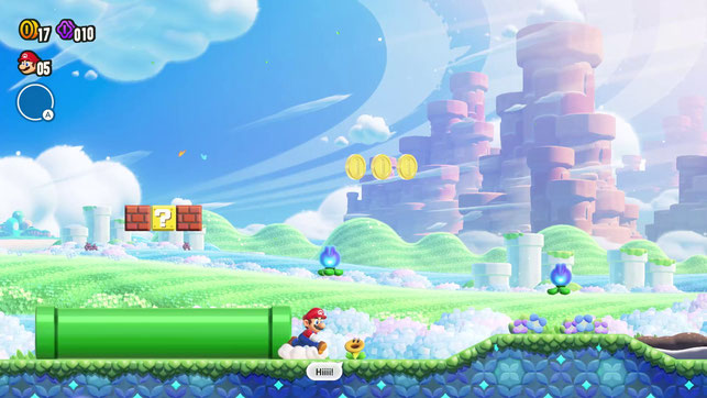 Mario läuft auf eine sprechende Blume zu in Super Mario Bros. Wonder von Nintendo EPD für Nintendo Switch