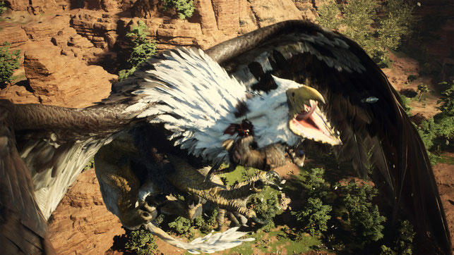 Die Spielfigur kämpft gegen einen fliegenden Greif in Dragon's Dogma 2 von Hideaki Itsuno und Capcom