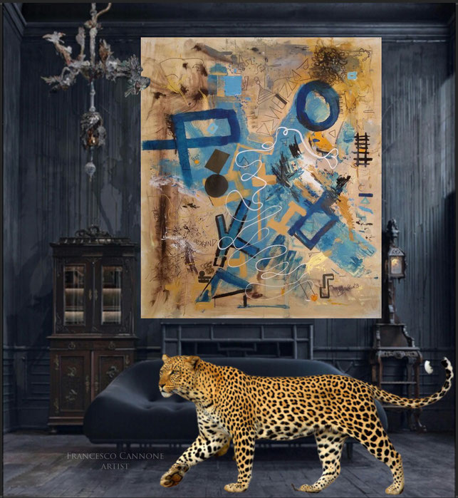 Istinto-del-cuore Instinct of the heart  con leopardo africano with the african leopard francesco cannone pittore artista  painter artist