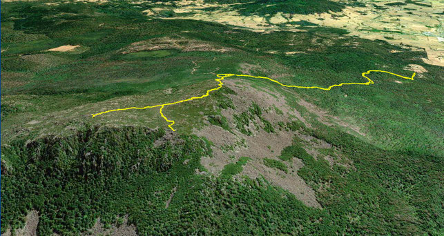 A Google Earth aerial view of my Mount Arthur climbing route 