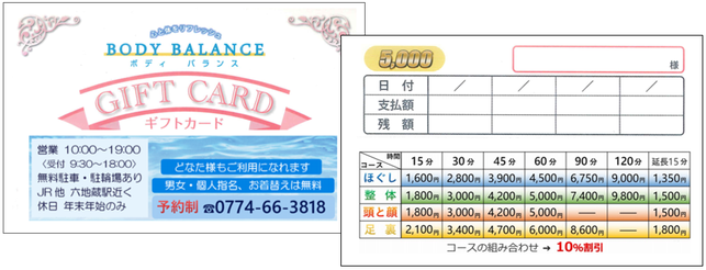 プレゼント用ギフトカード（表・裏）