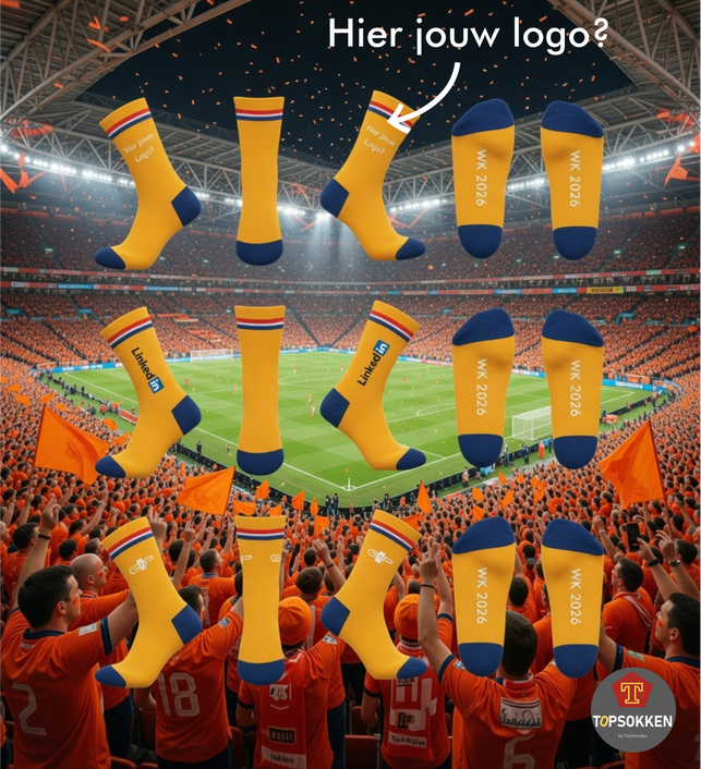 Oranje WK sokken met eigen logo laten maken en personaliseren