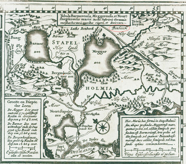 Stapelholm um 1630, vergrößerter Kartenauszug der holländischen Karte.