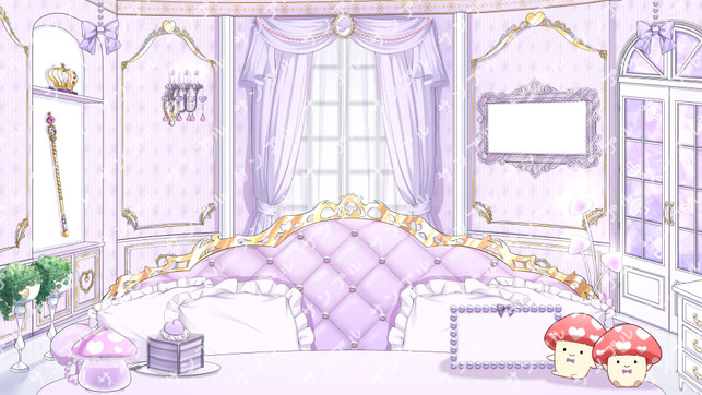 ふみながココナラのご依頼で制作した、vtuber様のキノコモチーフでステンドグラスが特徴のプリンセスなお部屋