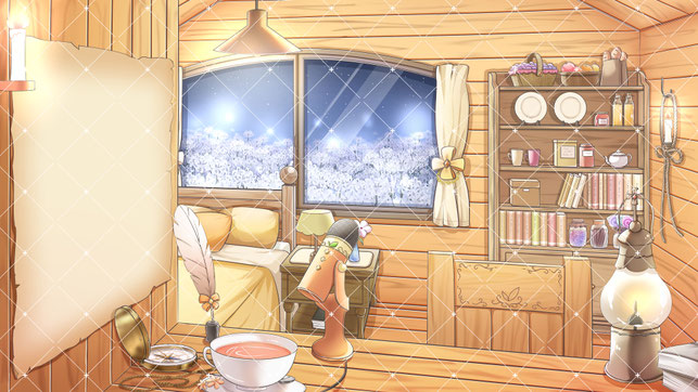千生様の温かみのある配信背景イラスト