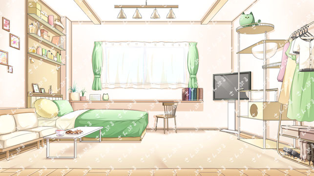 vTuber昆布戸とろん様の配信背景/OLのお部屋イラスト