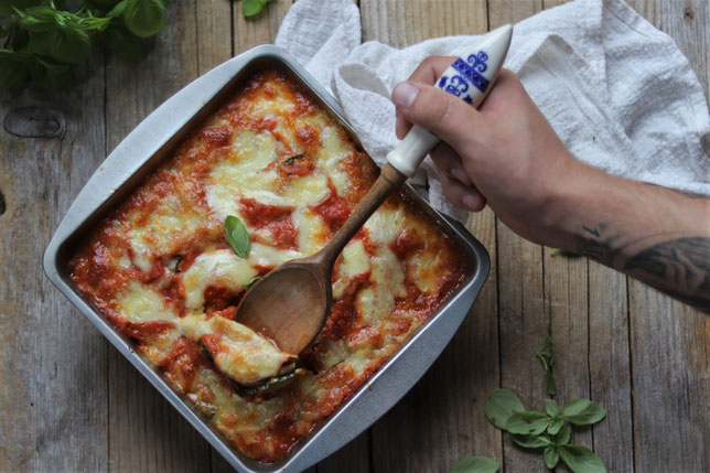Mozzarella Auberginen Zucchini Auflauf