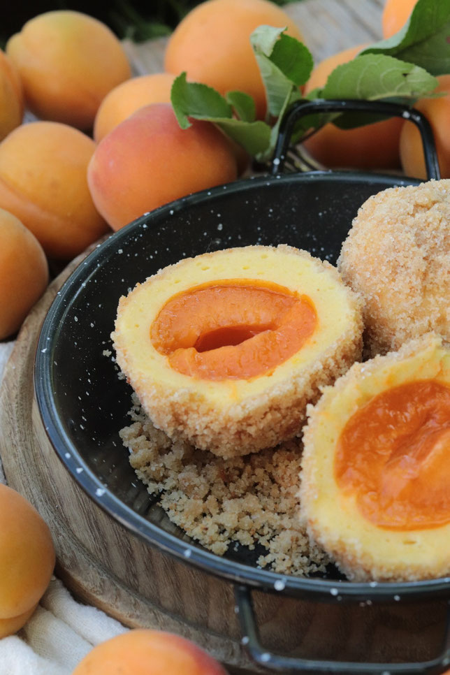 Marillenknödel in der Pfanne
