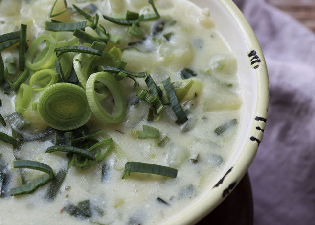 Porree-Sahnesauce mit Kartoffeln