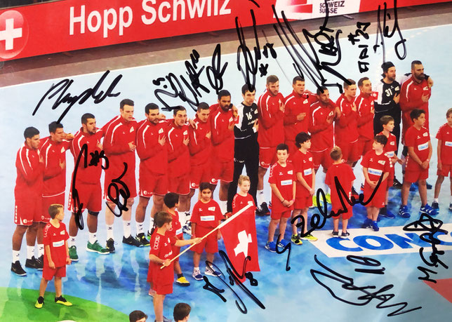 Autograph Swiss National Handball Team Autogramm Schweizerische Handballnationalmannschaft