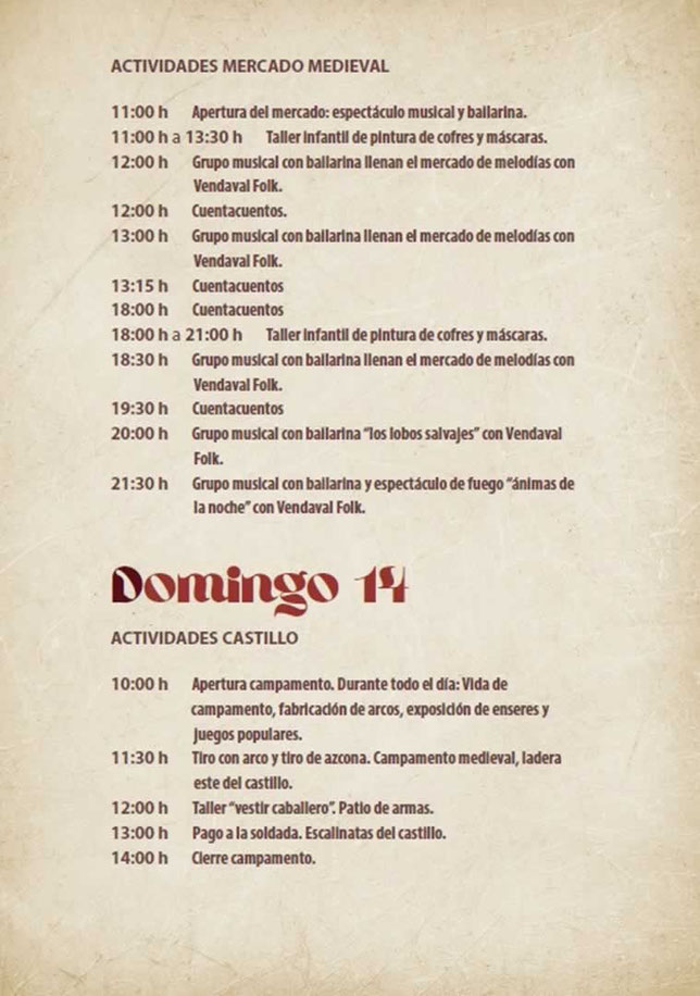 Programa del Mercado Medieval de Almansa La Puerta del Tiempo