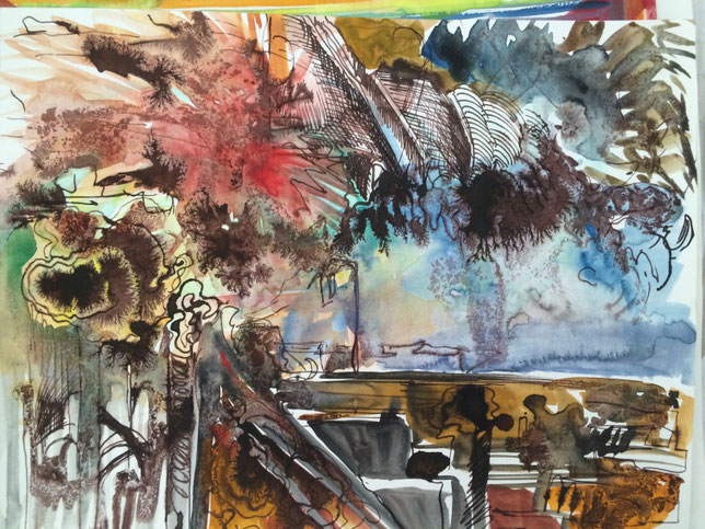 Entrée de Brest-Étude, 2016, Tusche, Aquarell auf Papier