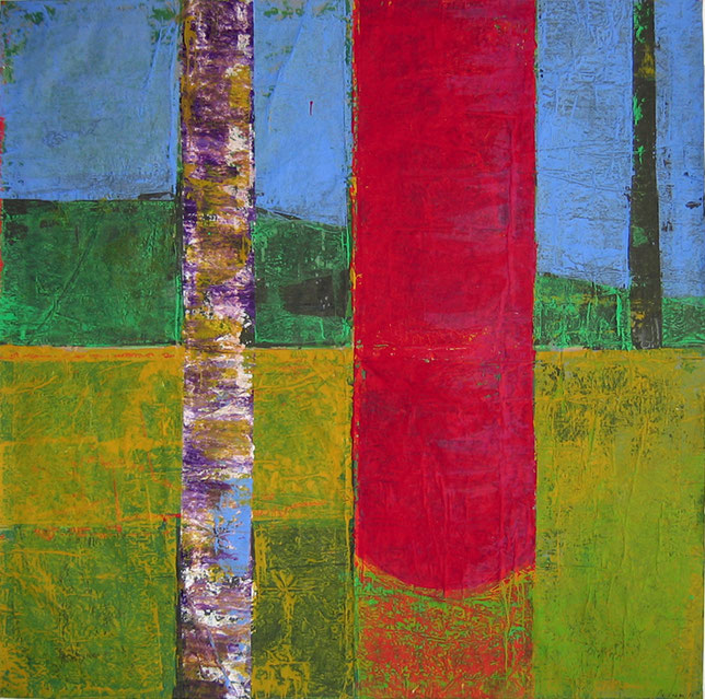"06-042" - acrylique sur krafts encollés, 200 x 200 cm, 2006