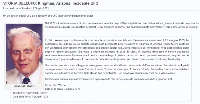 Dichiarazione di Arthur G. Stancil