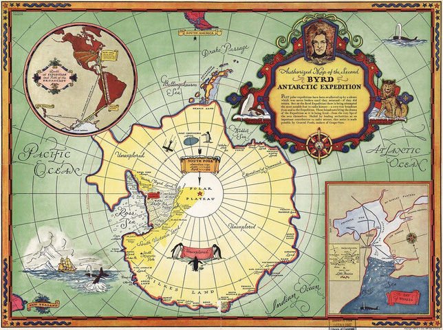 A map of Richard E. Byrd’s second expedition to Antarctica in 1934.