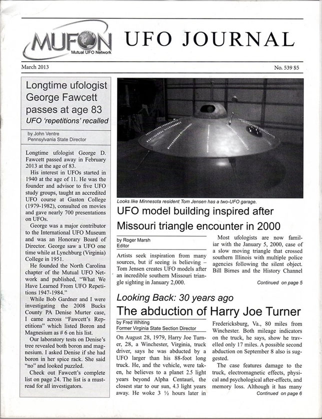 Articolo su Harry Joe Turner del UFO JOURNAL - MUFON