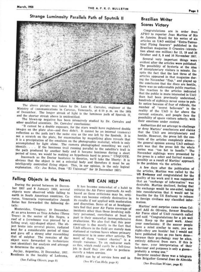 THE A.P.R.O. BULLETTIN March 1958 pag. 3