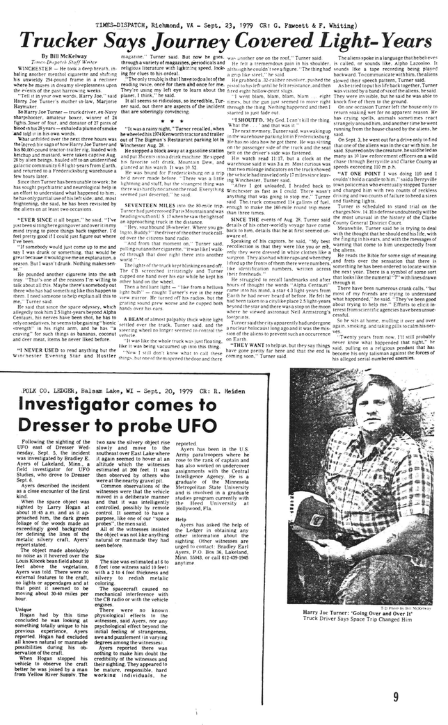 Articolo di giornale su Harry Joe Turner 1979