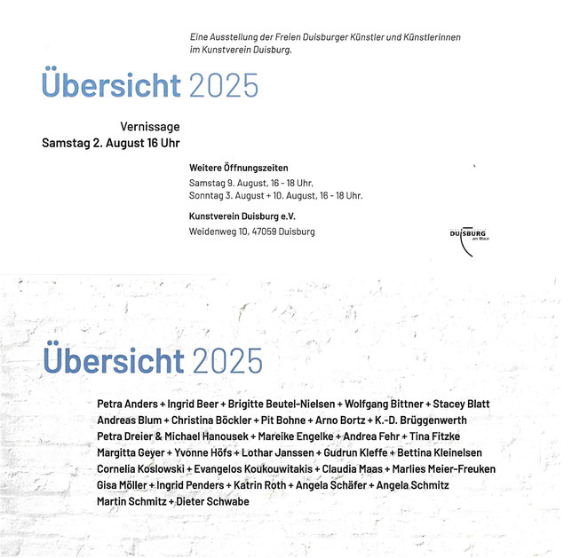 Übersicht 2025, eine Ausstellung der freien Duisburger Künstlerinnen und Künstler im Kunstverein Duisburg
