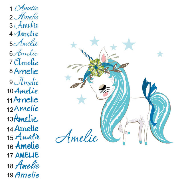 Schriftauswahl - Wandtattoo Einhorn