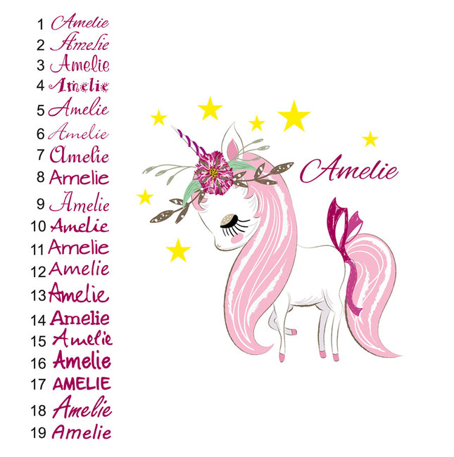Schriftauswahl - Wandtattoo Einhorn
