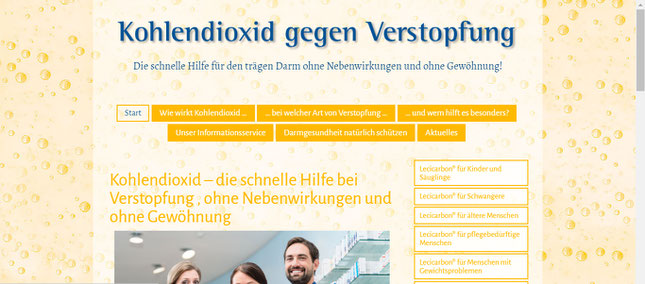 Bild Webseite Kohlendioxid gegen Verstopfung