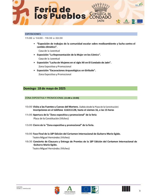Programacion de la Feria de los Pueblos de Vilches