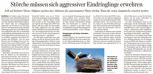 Die Stemwarder Aktionsgemeinschaft mit einem Bericht im Hamburger Abendblatt vom 25.04.2024