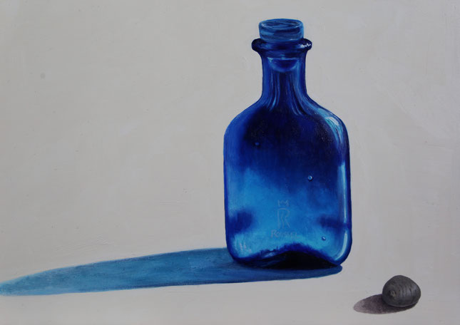 peinture-nature-morte-hyperrealisme-bouteille-bleu-sylvie-roussel-meric
