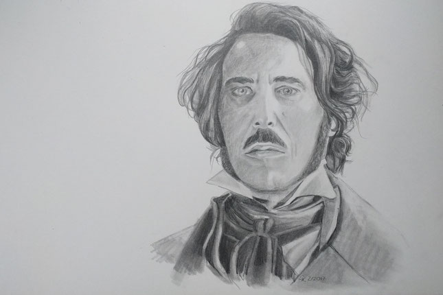 Bleistiftzeichnung "Ciarán Hinds als Edward Rochester" im Film Jane Eyre