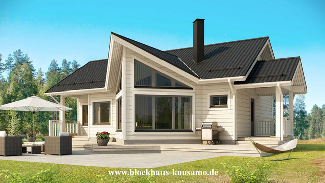 Singlehaus - Barrierefreies Blockhaus - Wohnhaus - Bungalow - Kleines Holzhaus - Ferienhaus - winterfest - Kleine Holzhäuser zum Wohnen - Holzhaus Bausatz - Hochwertige Holzhäuser - Energiesparhäuser aus Holz