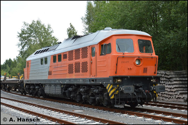 Die interessante Lackierung stammt noch vom Vorbesitzer RTS. Aktuell fährt die Lok für das Dresdner Unternehmen Bahnlogistik24 GmbH