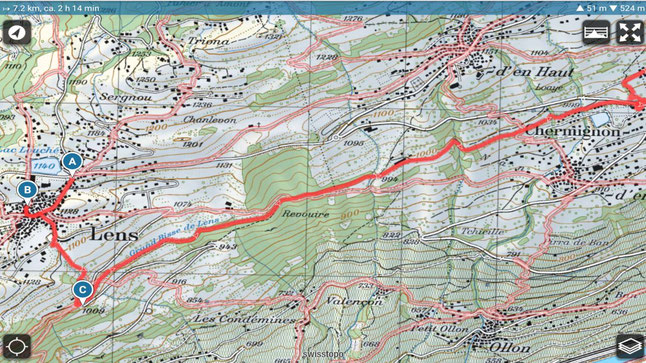 Wanderplan Bisse de Lens